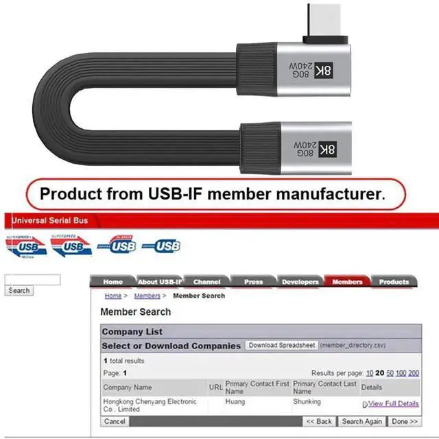 Alt view image 5 of 7 - AJMRTC 20cm USB5.0 Flat Slim FPC 90Degree RightAngle MaletoFemale Extension Cable, 80Gbps, 240W PD Charging, 16K@30Hz 8K@60Hz 5K@60Hz Video, Compatible with USB4.0, Thunderbolt 3/4/5 for Laptop,