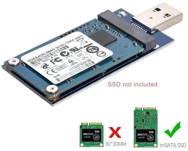 Alt view image 7 of 7 - AJMRTC Mini PCIE mSATA to USB3.0 External SSD Adapter Card with Enclosure, NGFF mSATA to USBA Converter Module for mSATA SSD Portable External Storage DIY Build