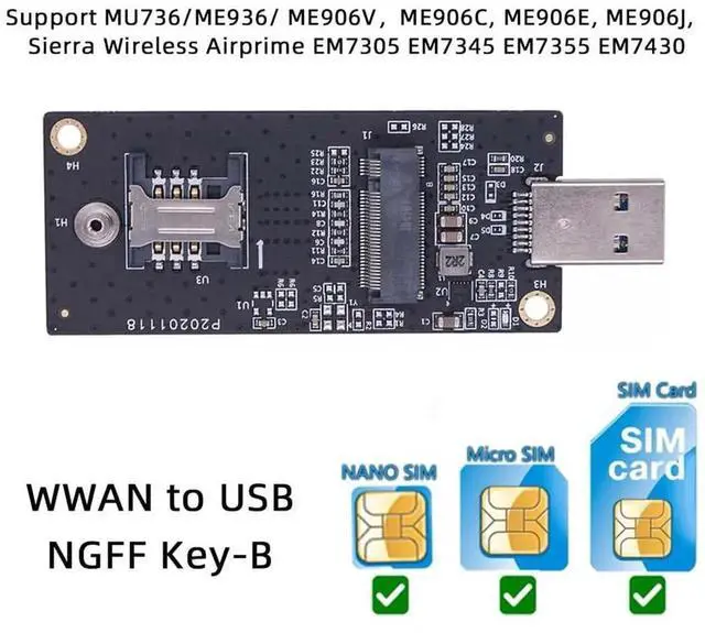 Alt view image 6 of 7 - AJMRTC M.2 NGFF KeyB WWAN Riser Adapter Card with SIM Slot, USB3.0 Interface for 3G/4G/5G LTE NGFF M.2 BKey Modem Module, Convert M.2 WWAN Card to USB for Desktop PC Embedded Integration