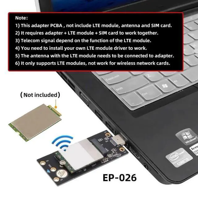 Alt view image 5 of 7 - AJMRTC M.2 NGFF KeyB WWAN Riser Adapter Card with SIM Slot, USB3.0 Interface for 3G/4G/5G LTE NGFF M.2 BKey Modem Module, Convert M.2 WWAN Card to USB for Desktop PC Embedded Integration