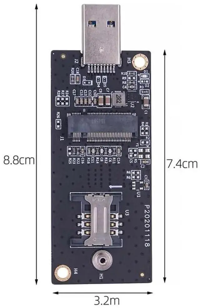 Alt view image 4 of 7 - AJMRTC M.2 NGFF KeyB WWAN Riser Adapter Card with SIM Slot, USB3.0 Interface for 3G/4G/5G LTE NGFF M.2 BKey Modem Module, Convert M.2 WWAN Card to USB for Desktop PC Embedded Integration