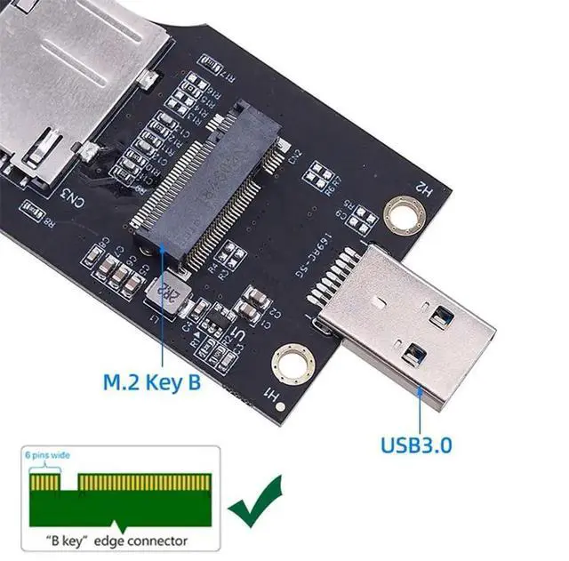 Alt view image 7 of 7 - AJMRTC M.2 NGFF KeyB WWAN Riser Adapter Card with SIM Slot, USB3.0 Interface for 3G/4G/5G LTE NGFF M.2 BKey Modem Module, Convert M.2 WWAN Card to USB for Desktop PC Embedded Integration