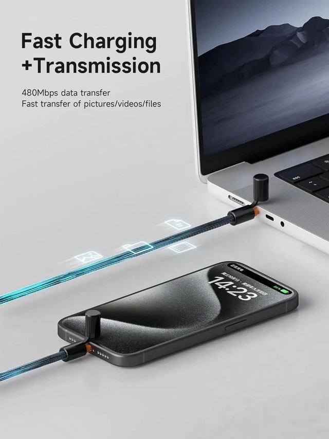 Alt view image 3 of 7 - AJMRTC 6.6ft USBC Cable with Magnetic Protective Cap, 240W PD3.1 Fast Charging 480Mbps Data Transfer Cable, USBC to USBC Charger Cord for iPhone 15 16 17 Pro Max, iPad, MacBook Pro, BlackOrange