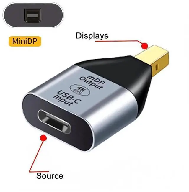 Alt view image 6 of 7 - AJMRTC USBC Female Source to Mini DisplayPort Sink Adapter, 4K@60Hz & 1080P Video Converter, USBC to MiniDP Display Adapter for Laptop, Tablet, Smartphone HDTV Monitor Projection (Does Not Support