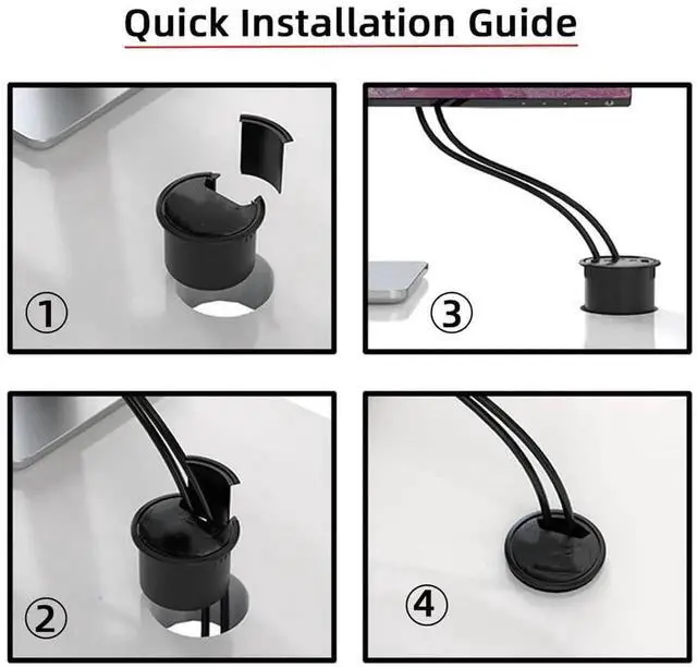 Alt view image 6 of 7 - AJMRTC 60mm Desk Grommet Dock Station, 4Port USB3.0 Hub USB Splitter, Desktop Table Hole Mount USB Docking Station for Office Home Gaming Desktop PC Cable Management