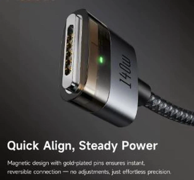 Alt view image 2 of 4 - AJMRTC 6.6FT (2M) USBC to MagSafe3 Cable, 140W PD3.1 Fast Charging Magnetic Charger Cord, AluminumAlloy Connector, NylonBraided Cable for MacBook Pro, MacBook Air MagneticPort Laptops