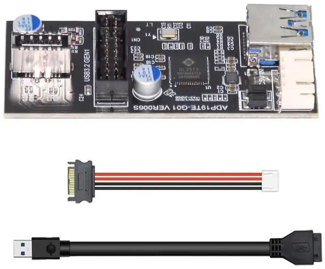 Main image of AJMRTC 1to2 Splitter Riser Card, 5Gbps Single 19/20Pin Internal Header to USB3.0 20Pin & TypeE Dual Female Ports PCBA Adapter for Motherboard FrontPanel USB Port Expansion