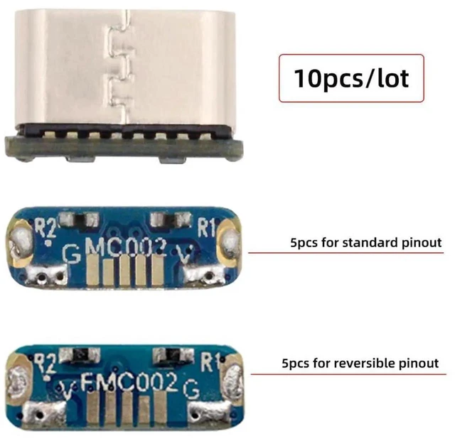Alt view image 2 of 7 - AJMRTC 10Pcs/Lot SMT SolderType USBC Female Socket Connector, DC 5V Power DIY Replacement Connector, Replace for MicroUSB 5Pin Female Jack for PCB Repair, DIY Hardware Modification