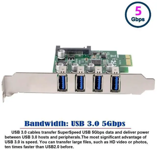 Alt view image 6 of 7 - AJMRTC LowProfile 4Port PCIE to USB3.0 Expansion Card, 5Gbps PCI Express USB Hub Adapter Card, LowProfile Bracket for Slim Small Form Factor Desktop Motherboard Internal USB Port Expansion