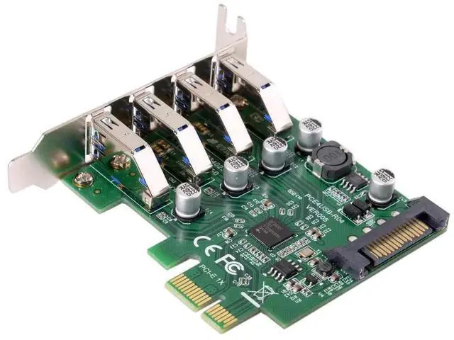 Alt view image 7 of 7 - AJMRTC LowProfile 4Port PCIE to USB3.0 Expansion Card, 5Gbps PCI Express USB Hub Adapter Card, LowProfile Bracket for Slim Small Form Factor Desktop Motherboard Internal USB Port Expansion