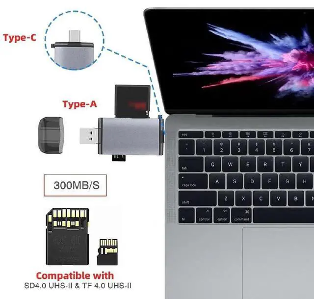Alt view image 6 of 7 - AJMRTC USB3.0 TypeA & TypeC UHSIII UHSII SD4.0 Card Reader Writer, SD TF MicroSD Memory Card Adapter for Camera, Laptop, Tablet, Smartphone, HighSpeed Photo Video Data Transfer