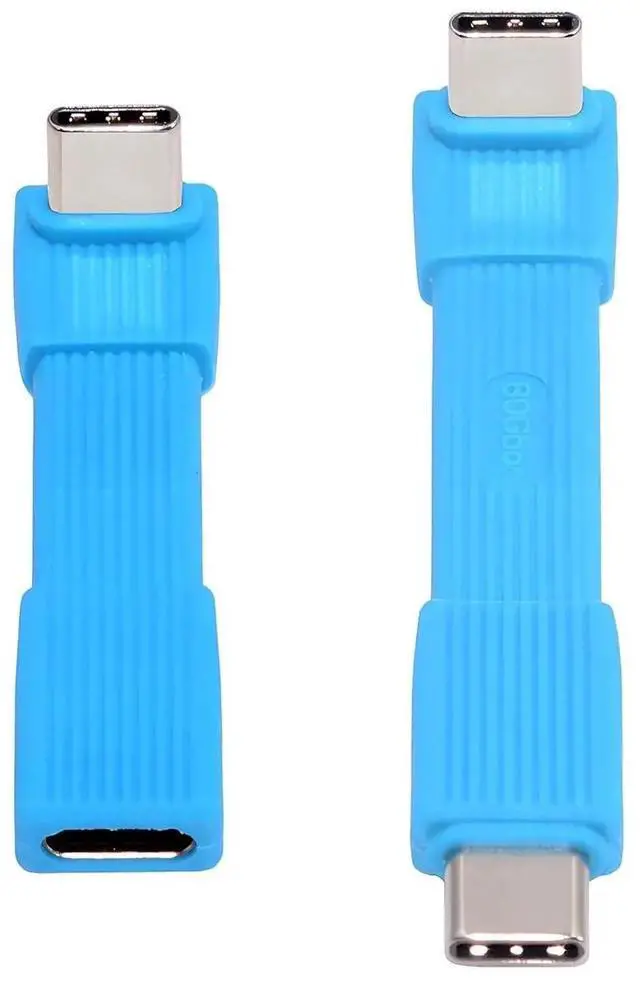 Main image of AJMRTC 2Pack USB5.0 FPC Flat Slim USBC Extension Cable, UpAngled 90Degree MaletoMale & MaletoFemale, 80Gbps PD3.1 240W,16K 8K@60Hz 5K Video,Compatible with USB4.0 Thunderbolt,Blue