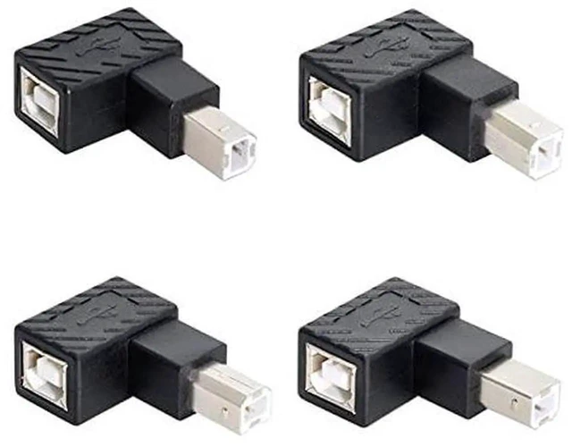 Alt view image 5 of 6 - AJMRTC 4Pack USB 2.0 TypeB Male to Female 90Degree Adapter, Horizontal & Vertical Angled Connector, 480Mbps for Printer, Scanner, External Disk & USBB Peripherals