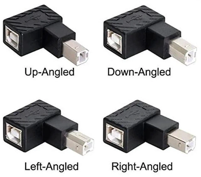 Alt view image 3 of 6 - AJMRTC 4Pack USB 2.0 TypeB Male to Female 90Degree Adapter, Horizontal & Vertical Angled Connector, 480Mbps for Printer, Scanner, External Disk & USBB Peripherals