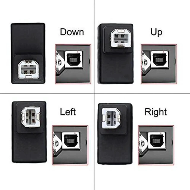Alt view image 2 of 6 - AJMRTC 4Pack USB 2.0 TypeB Male to Female 90Degree Adapter, Horizontal & Vertical Angled Connector, 480Mbps for Printer, Scanner, External Disk & USBB Peripherals