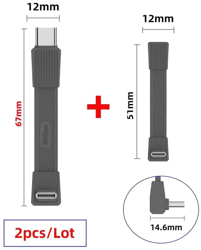 Alt view image 5 of 7 - AJMRTC 2Pack USB5.0 FPC Flat Slim USBC Extension Cable, UpAngled 90Degree MaletoMale & MaletoFemale,80Gbps PD3.1 240W,16K 8K@60Hz 5K Video,Compatible with USB4.0 Thunderbolt,Grey