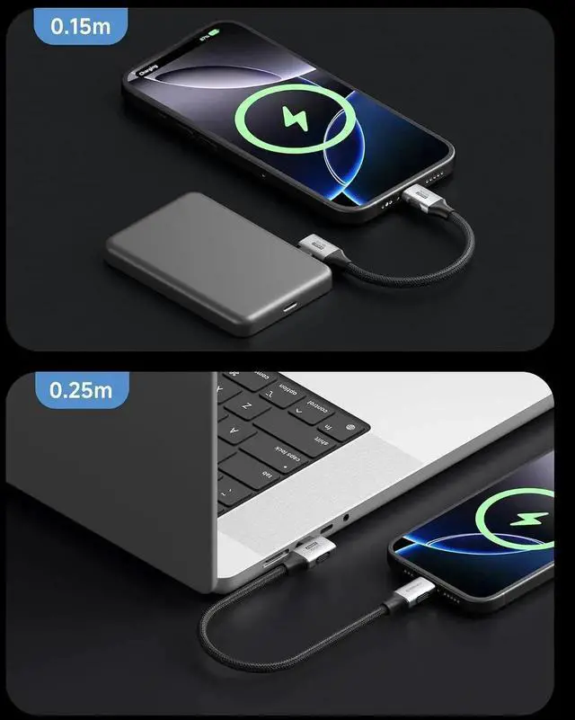 Alt view image 5 of 7 - AJMRTC RightAngle 90Degree Braided USB4 V2.0 USBC Cable 4.9FT,80Gbps 240W PD Fast Charging,8K@60Hz Video,Compatible with iPhone17 16 15 Pro Max,iPad Pro,MacBook,Thunderbolt 5/4