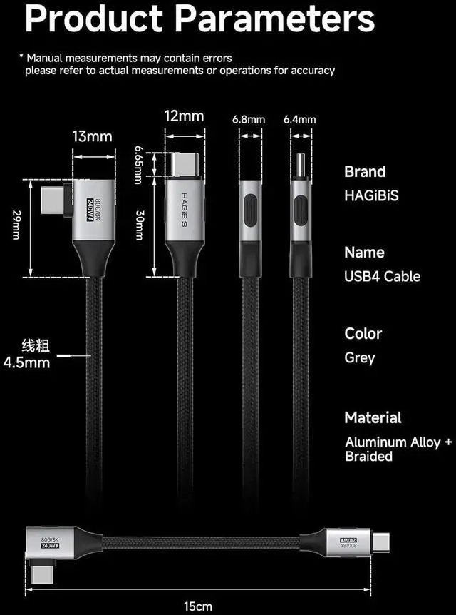 Alt view image 4 of 7 - AJMRTC RightAngle 90Degree Braided USB4 V2.0 USBC Cable 4.9FT,80Gbps 240W PD Fast Charging,8K@60Hz Video,Compatible with iPhone17 16 15 Pro Max,iPad Pro,MacBook,Thunderbolt 5/4