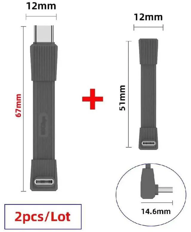 Alt view image 2 of 7 - AJMRTC 2Pack USB5.0 FPC Flat Slim USBC Extension Cable, UpAngled 90Degree MaletoMale & MaletoFemale,80Gbps PD3.1 240W,16K 8K@60Hz 5K Video,Compatible with USB4.0 Thunderbolt,Grey