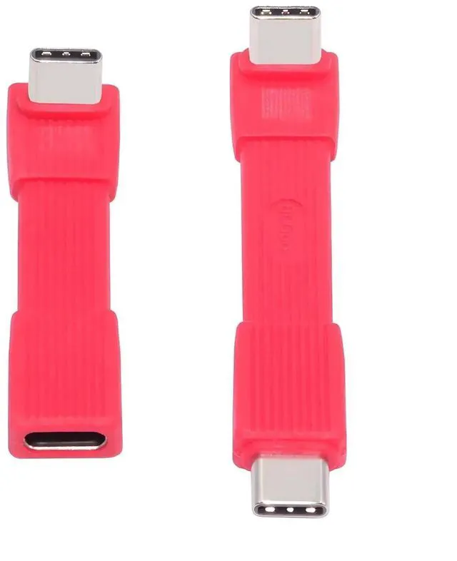 Main image of AJMRTC 2Pack USB5.0 FPC Flat Slim USBC Extension Cable, UpAngled 90Degree MaletoMale & MaletoFemale,80Gbps PD3.1 240W,16K 8K@60Hz 5K Video,Compatible with USB4.0 Thunderbolt,Red