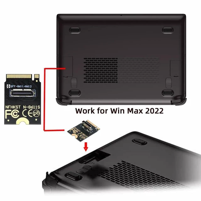 Alt view image 5 of 7 - AJMRTC M.2 MKey 2230 to OCuLink SFF8612 SFF8611 Vertical Host Adapter, PCIE4.0 x4 64Gbps NVMe Adapter for U.2 NVMe SSD, External eGPU Expansion for Laptops & Handheld PCs