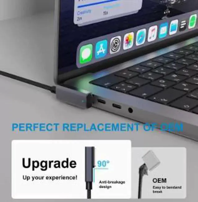 Alt view image 3 of 5 - AJMRTC USBC to MagSafe 3 Cable 6.6FT(2M), 140W PD Fast Charging Magnetic Charger Cord for MacBook Pro, Compatible with MacBook Air and USBC Power Adapters