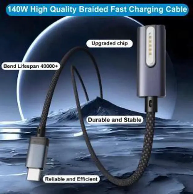Alt view image 5 of 5 - AJMRTC USBC to MagSafe 3 Cable 6.6FT(2M), 140W PD Fast Charging Magnetic Charger Cord for MacBook Pro, Compatible with MacBook Air and USBC Power Adapters