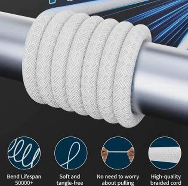 Alt view image 2 of 6 - AJMRTC USBC to MagSafe 3 Cable 6.6FT(2M),140W PD Fast Charging Cord with Rotatable Magnetic Connector for MacBook Pro Laptop,Compatible with Standard USBC Power Adapters