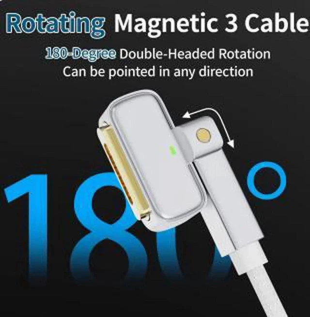 Alt view image 4 of 6 - AJMRTC USBC to MagSafe 3 Cable 6.6FT(2M),140W PD Fast Charging Cord with Rotatable Magnetic Connector for MacBook Pro Laptop,Compatible with Standard USBC Power Adapters