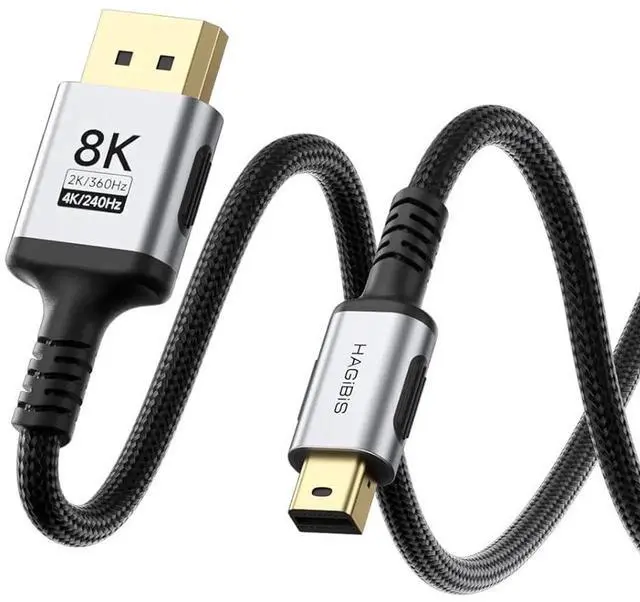 Main image of AJMRTC BiDirectional Mini DisplayPort to DisplayPort 1.4 Cable 10FT,8K@60Hz 4K@240Hz 2K@360Hz Mini DP to DP Cord,Compatible with Thunderbolt 2,Gaming Laptop,MacBook,Monitor