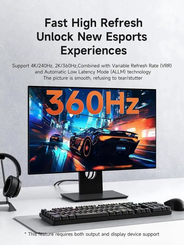 Alt view image 5 of 7 - AJMRTC BiDirectional Mini DisplayPort to DisplayPort 1.4 Cable 10FT,8K@60Hz 4K@240Hz 2K@360Hz Mini DP to DP Cord,Compatible with Thunderbolt 2,Gaming Laptop,MacBook,Monitor