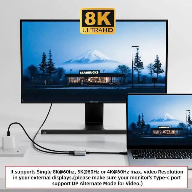Alt view image 5 of 7 - AJMRTC 2in1 AR Glass Adapter 3.94 Inch White,USBC 1to2 Splitter,USB2.0 Data,8K@60Hz Video,PD100W Charging,Compatible with Switch,Steam Deck,Rog Ally,Phone,Tablet