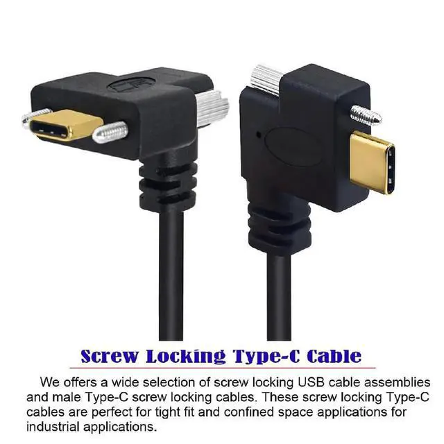 Alt view image 5 of 7 - AJMRTC 1M PanelMount USBC Male to Male Cable,UpDown Angled DualLock Thumbscrew to SingleScrew,USB3.1 Gen2 10Gbps,Industrial Lockable TypeC Cord for Device Panel Installation
