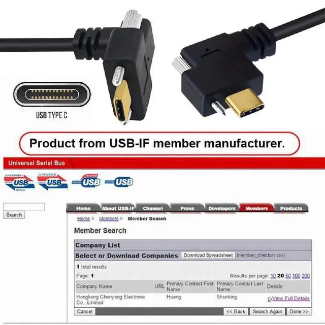 Alt view image 3 of 7 - AJMRTC 1M PanelMount USBC Male to Male Cable,UpDown Angled DualLock Thumbscrew to SingleScrew,USB3.1 Gen2 10Gbps,Industrial Lockable TypeC Cord for Device Panel Installation