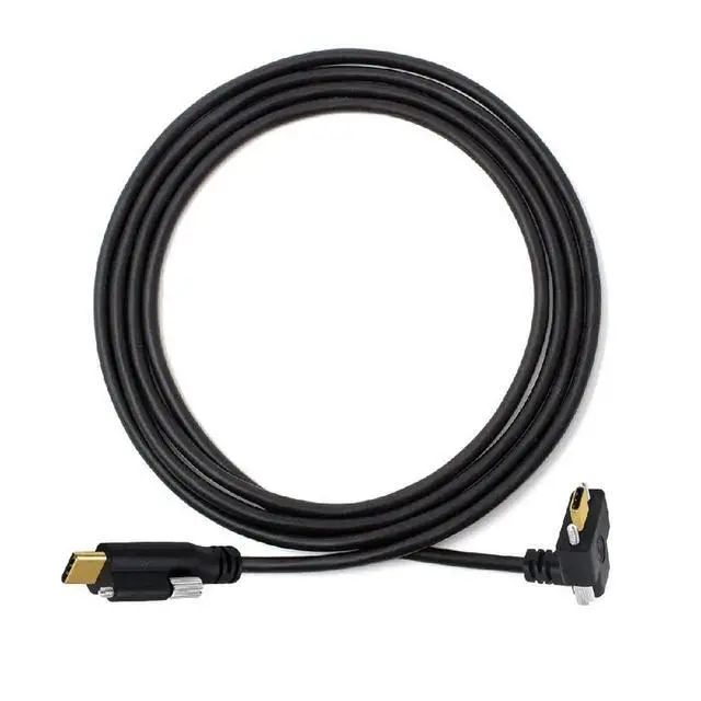 Alt view image 2 of 3 - AJMRTC 1M Panel Mount USBC Male to Male Cable, UpDown Angled Dual Thumbscrew Lock to Single Screw, USB3.1 Gen2 10Gbps, Lockable TypeC Cable for Industrial Chassis and Equipment Panels
