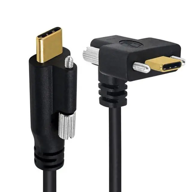 Alt view image 3 of 3 - AJMRTC 1M Panel Mount USBC Male to Male Cable, UpDown Angled Dual Thumbscrew Lock to Single Screw, USB3.1 Gen2 10Gbps, Lockable TypeC Cable for Industrial Chassis and Equipment Panels