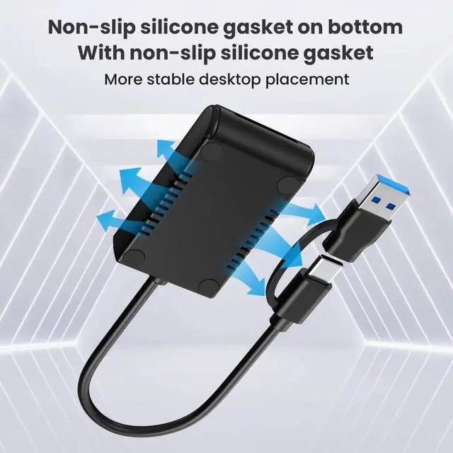 Alt view image 4 of 7 - AJMRTC Horizontal M.2 SSD Docking Enclosure,Realtek RTL9210B Chipset,USB3.0 TypeA & TypeC Dual Interface,Supports NVMe MKey & NGFF SATA M.2 SSD,External CableStyle Dock for 22302280 SSD