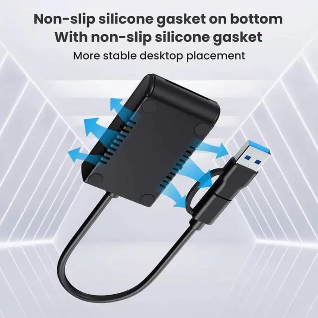 Alt view image 2 of 7 - AJMRTC Horizontal M.2 SSD Docking Enclosure,Realtek RTL9210B Chipset,USB3.0 TypeA & TypeC Dual Interface,Supports NVMe MKey & NGFF SATA M.2 SSD,External CableStyle Dock for 22302280 SSD