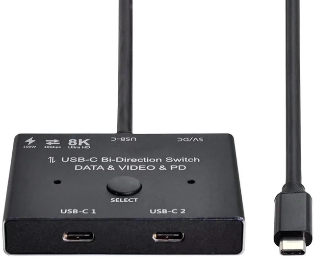 Alt view image 2 of 7 - AJMRTC 50cm USBC BiDirectional MST 1to2 Switch Hub,8K@30Hz Video,100W PD Charging,10Gbps Data,TypeC Splitter with Short Cable for DualMonitor,Notebook and Docking Workstation