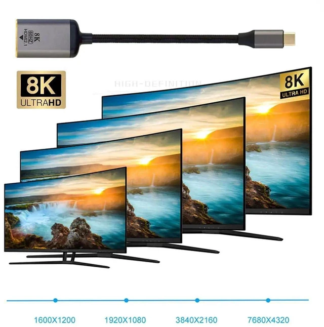 Alt view image 4 of 7 - AJMRTC USB4 TypeC Male Source to HDMI 2.0 Female Adapter Cable,8K@60Hz UHD 4K Video Output Cord,USBC to HDMIFemale Converter for HDMI Male Monitor,HDTV,Projector Displays