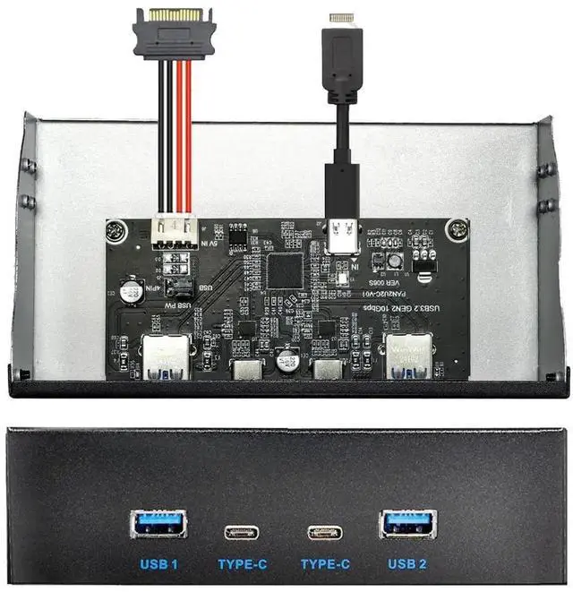 Main image of AJMRTC 5.25Inch CDROM Bay FrontPanel Hub Cable,10Gbps 4Port USB3.1 TypeA & TypeC Hub,Motherboard TypeE Internal Header Adapter Cable for Desktop PC Chassis Modding