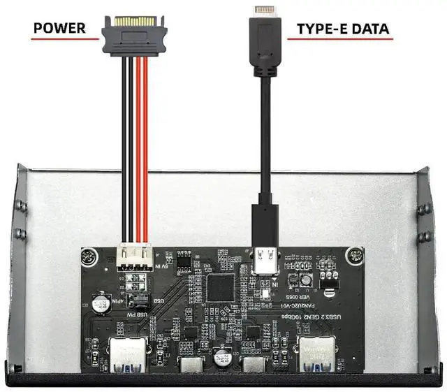 Alt view image 6 of 7 - AJMRTC 5.25Inch CDROM Bay FrontPanel Hub Cable,10Gbps 4Port USB3.1 TypeA & TypeC Hub,Motherboard TypeE Internal Header Adapter Cable for Desktop PC Chassis Modding