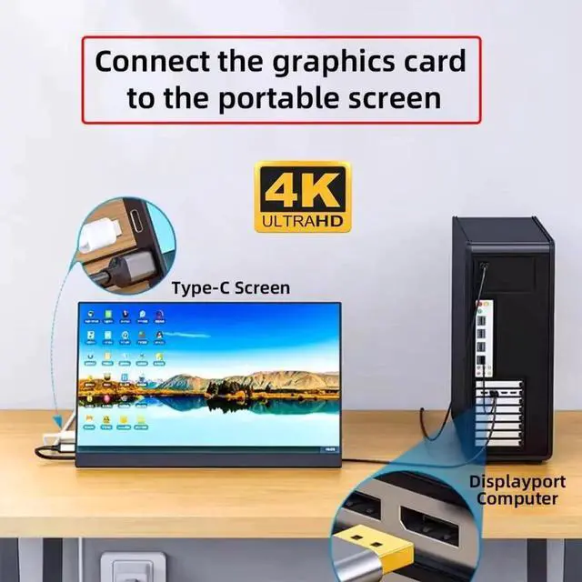 Alt view image 2 of 7 - AJMRTC 2.0M 6.56FT DisplayPort to USBC Cable,4K@60Hz Video with USB Power Input,Supports Touch Signal PassThrough for Host Connecting to Portable Touch Monitor,USBC Display and VR Glasses
