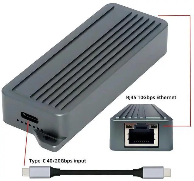 Alt view image 5 of 7 - AJMRTC USB4 USB3.2 Gen2 TypeC to MultiGigabit Ethernet Adapter Cable, RTL8159 Chipset, 10G/5G/2.5G/1G/100Mbps RJ45 LAN Network Converter for Laptop, Desktop PC and NAS Storage