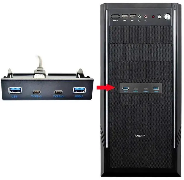 Alt view image 2 of 7 - AJMRTC 3.5Inch Floppy Bay FrontPanel 4Port Hub Cable,USBC & USB3.0 TypeA Expansion,Connect to Motherboard 20Pin Internal Header Adapter Cable for Desktop PC Chassis Modding