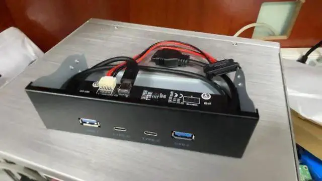 Alt view image 2 of 2 - AJMRTC 5.25Inch CDROM Bay FrontPanel 4Port Hub Cable,USBC & USB3.0 TypeA Expansion,Connect to Motherboard 20Pin Internal Header Adapter Cable for Desktop PC Chassis Modding