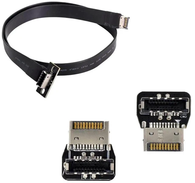 Main image of AJMRTC USB3.1 Front Panel Header Male to TypeE Female Extension Cable Adapter,10Gbps Gen2 Internal Motherboard Header Extender Cord for Desktop PC Chassis Mod FrontPanel USBC Module Connection
