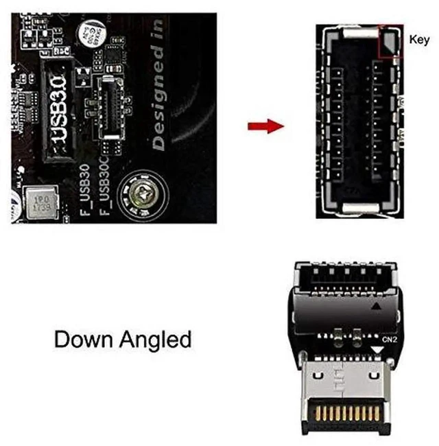 Alt view image 6 of 7 - AJMRTC USB3.1 Front Panel Header Male to TypeE Female Extension Cable Adapter,10Gbps Gen2 Internal Motherboard Header Extender Cord for Desktop PC Chassis Mod FrontPanel USBC Module Connection