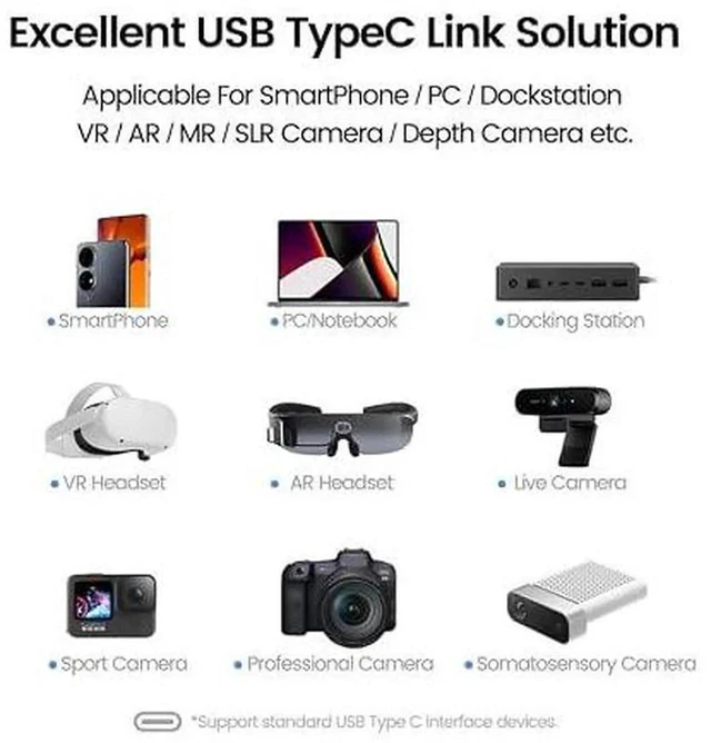 Alt view image 4 of 6 - AJMRTC 16FT 5M Active Optical Fiber USB3.1 Gen2 TypeA to TypeC Cable,10Gbps HighSpeed AOC Link Cable Backward Compatible USB3.0 USB2.0 for Video Conference Hub,VR Headset,SLR Camera and Industrial