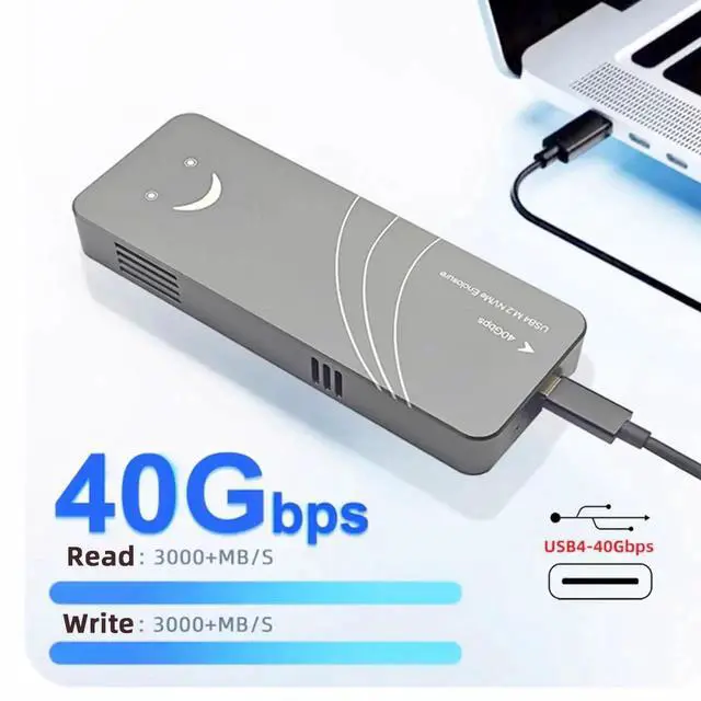 Alt view image 2 of 7 - AJMRTC USB4 40Gbps M.2 NVMe SSD Enclosure, ASM2464 Chipset, PCIE 4.0 X4 MKey NGFF External Case, Backward 20Gbps USBC for 2230 2242 2260 2280 NVMe M.2 SolidState Drives